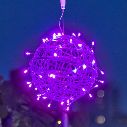 Modern Art Deco Solar Waterproof Weaving Ball Hanging PVC Plastic LED Outdoor Light Landscape Lighting For Garden