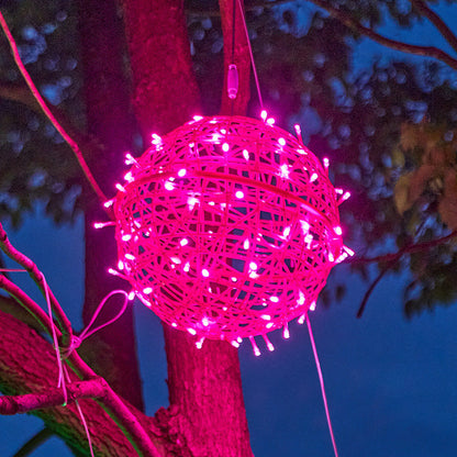 Modern Art Deco Solar Waterproof Weaving Ball Hanging PVC Plastic LED Outdoor Light Landscape Lighting For Garden