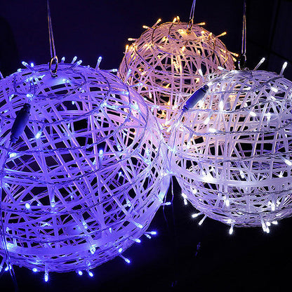 Modern Art Deco Solar Waterproof Weaving Ball Hanging PVC Plastic LED Outdoor Light Landscape Lighting For Garden
