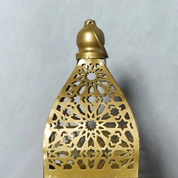 Contemporary Boho Battery Iron Hollowed Lantern Candlestick Decorative LED Table Lamp Night Light For Bedroom