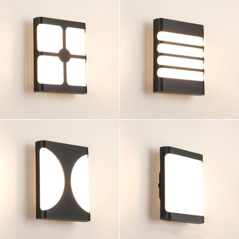 Modern Simplicity Waterproof Aluminum Acrylic Rectangular Geometrical LED Wall Sconce Lamp For Outdoor Patio