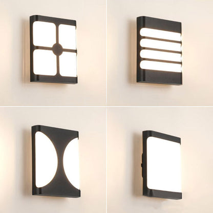 Modern Simplicity Waterproof Aluminum Acrylic Rectangular Geometrical LED Wall Sconce Lamp For Outdoor Patio
