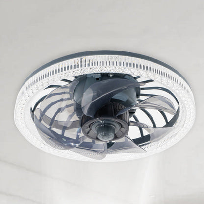 Modern Simplicity PP PS Imitation Crystal Round LED Flush Mount Ceiling Fan Light For Bedroom