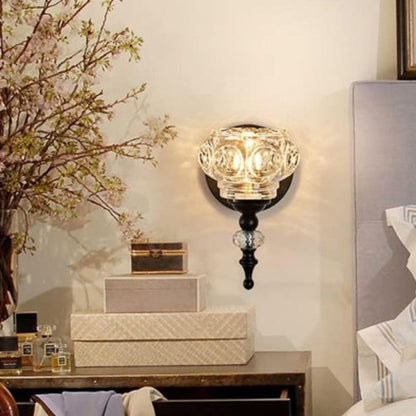 Contemporary Retro Iron Glass Round Petal 1/2/3/4 Light Wall Sconce Lamp Vanity Light For Bathroom