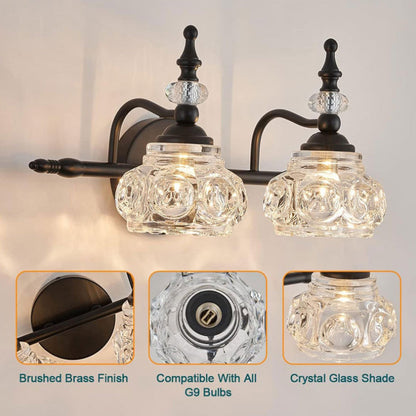 Contemporary Retro Iron Glass Round Petal 1/2/3/4 Light Wall Sconce Lamp Vanity Light For Bathroom