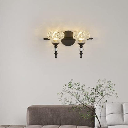 Contemporary Retro Iron Glass Round Petal 1/2/3/4 Light Wall Sconce Lamp Vanity Light For Bathroom