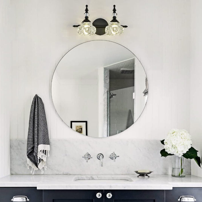 Contemporary Retro Iron Glass Round Petal 1/2/3/4 Light Wall Sconce Lamp Vanity Light For Bathroom