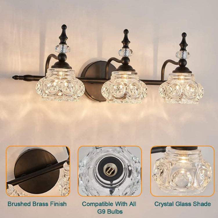 Contemporary Retro Iron Glass Round Petal 1/2/3/4 Light Wall Sconce Lamp Vanity Light For Bathroom