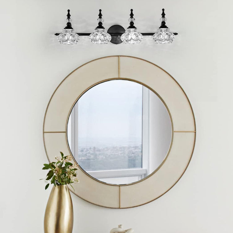 Contemporary Retro Iron Glass Round Petal 1/2/3/4 Light Wall Sconce Lamp Vanity Light For Bathroom