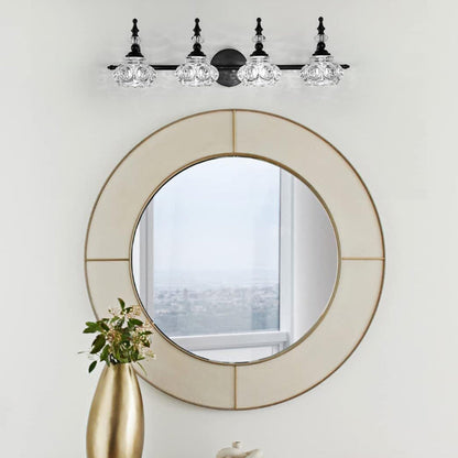 Contemporary Retro Iron Glass Round Petal 1/2/3/4 Light Wall Sconce Lamp Vanity Light For Bathroom