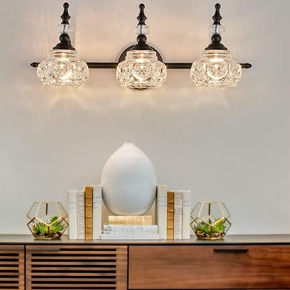 Contemporary Retro Iron Glass Round Petal 1/2/3/4 Light Wall Sconce Lamp Vanity Light For Bathroom