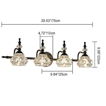 Contemporary Retro Iron Glass Round Petal 1/2/3/4 Light Wall Sconce Lamp Vanity Light For Bathroom