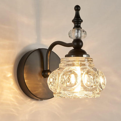 Contemporary Retro Iron Glass Round Petal 1/2/3/4 Light Wall Sconce Lamp Vanity Light For Bathroom