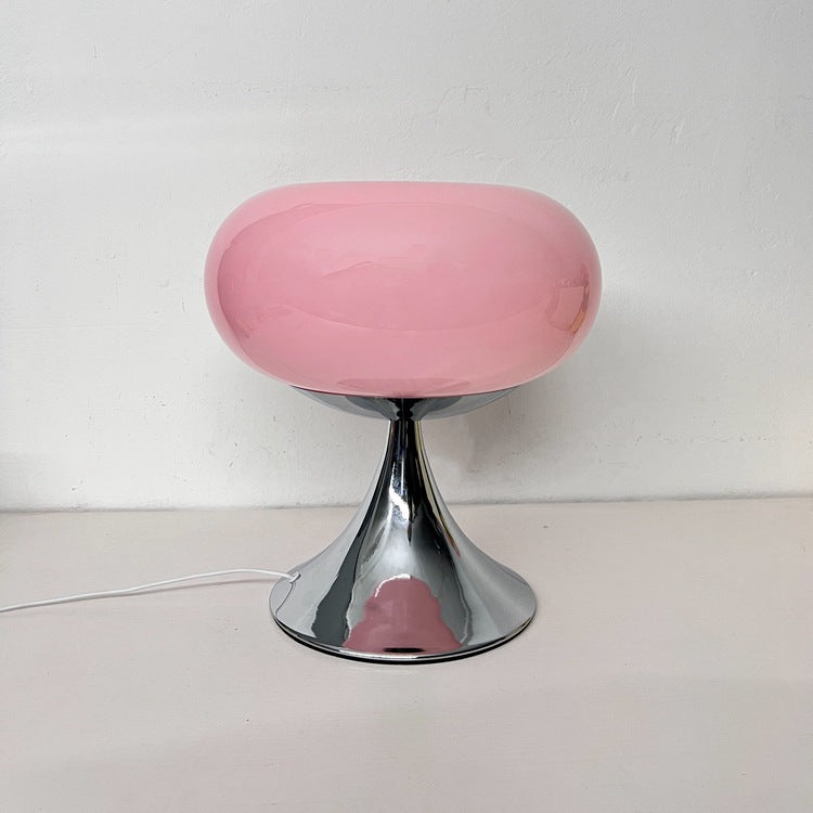 Traditional Vintage USB Iron Glass Round Persimmon LED Table Lamp Night Light For Bedside