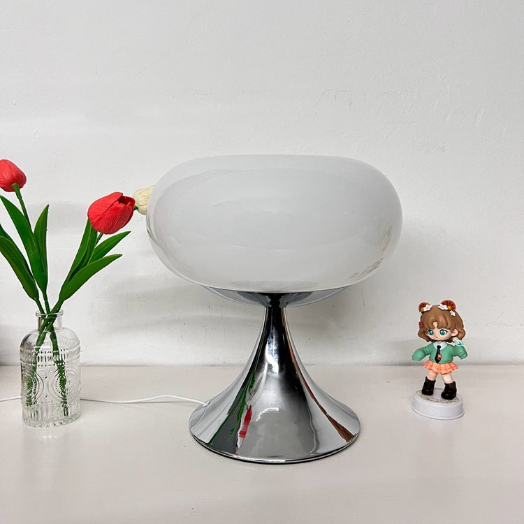 Traditional Vintage USB Iron Glass Round Persimmon LED Table Lamp Night Light For Bedside