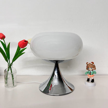 Traditional Vintage USB Iron Glass Round Persimmon LED Table Lamp Night Light For Bedside