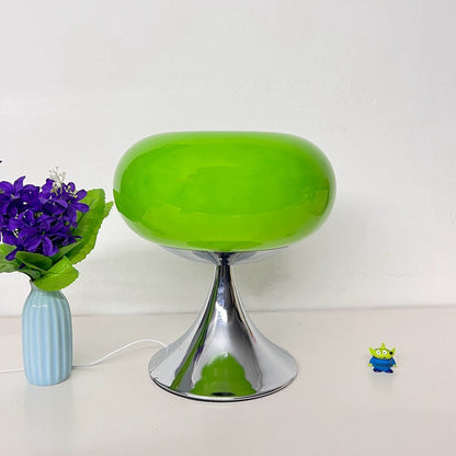 Traditional Vintage USB Iron Glass Round Persimmon LED Table Lamp Night Light For Bedside