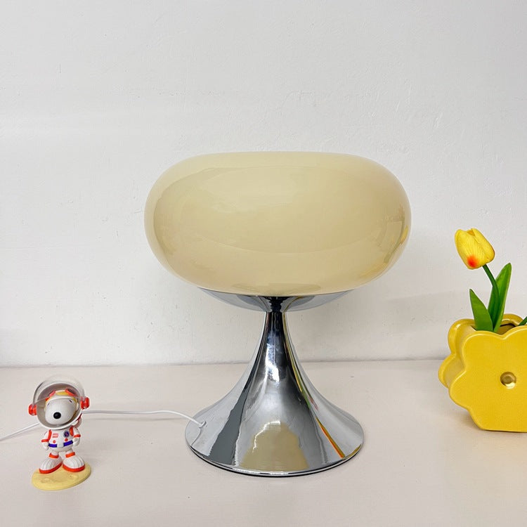 Traditional Vintage USB Iron Glass Round Persimmon LED Table Lamp Night Light For Bedside
