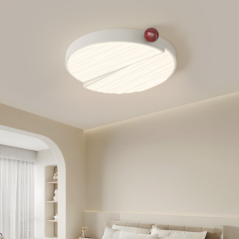 Contemporary Nordic Iron PVC Round Square Wave Texture Ball LED Flush Mount Ceiling Light For Bedroom