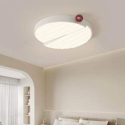 Contemporary Nordic Iron PVC Round Square Wave Texture Ball LED Flush Mount Ceiling Light For Bedroom