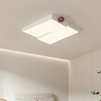 Contemporary Nordic Iron PVC Round Square Wave Texture Ball LED Flush Mount Ceiling Light For Bedroom