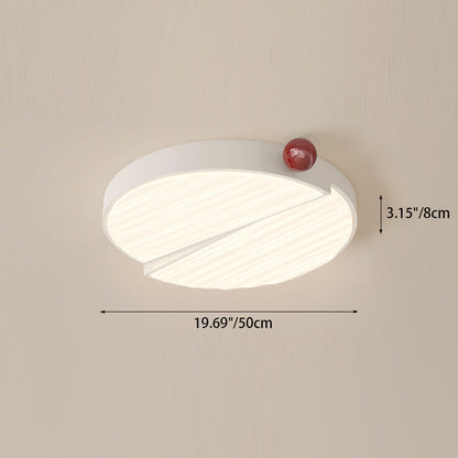 Contemporary Nordic Iron PVC Round Square Wave Texture Ball LED Flush Mount Ceiling Light For Bedroom