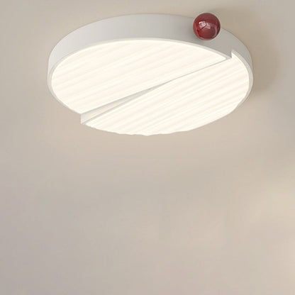 Contemporary Nordic Iron PVC Round Square Wave Texture Ball LED Flush Mount Ceiling Light For Bedroom