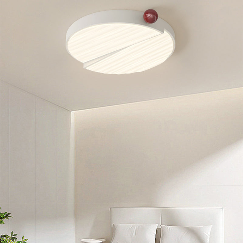 Contemporary Nordic Iron PVC Round Square Wave Texture Ball LED Flush Mount Ceiling Light For Bedroom
