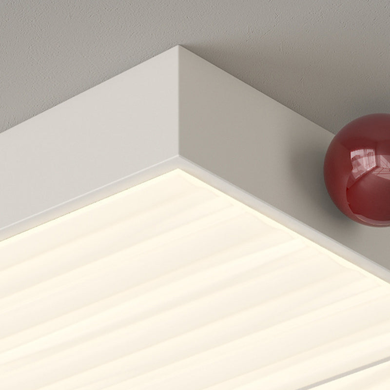 Contemporary Nordic Iron PVC Round Square Wave Texture Ball LED Flush Mount Ceiling Light For Bedroom