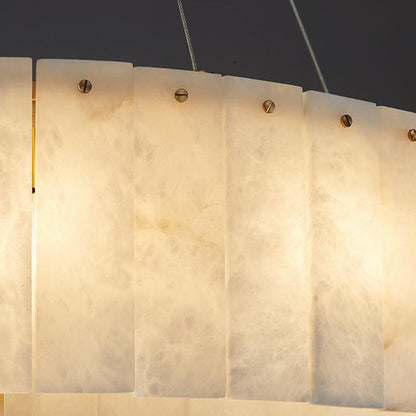 Contemporary Nordic Marble Copper Elliptical 14-Light Chandeliers Island Light For Living Room