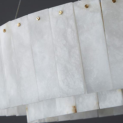 Contemporary Nordic Marble Copper Elliptical 14-Light Chandeliers Island Light For Living Room