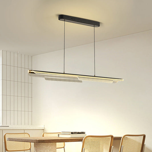 Modern Simplicity Iron Aluminum Acrylic Line Rectangular LED Chandeliers Island Light For Dining Room