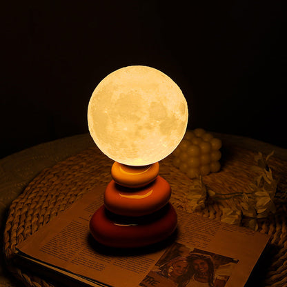 Contemporary Scandinavian USB Ceramic PLA Ball Moon Planet Stacked Stone LED Table Lamp Night Light For Bedroom