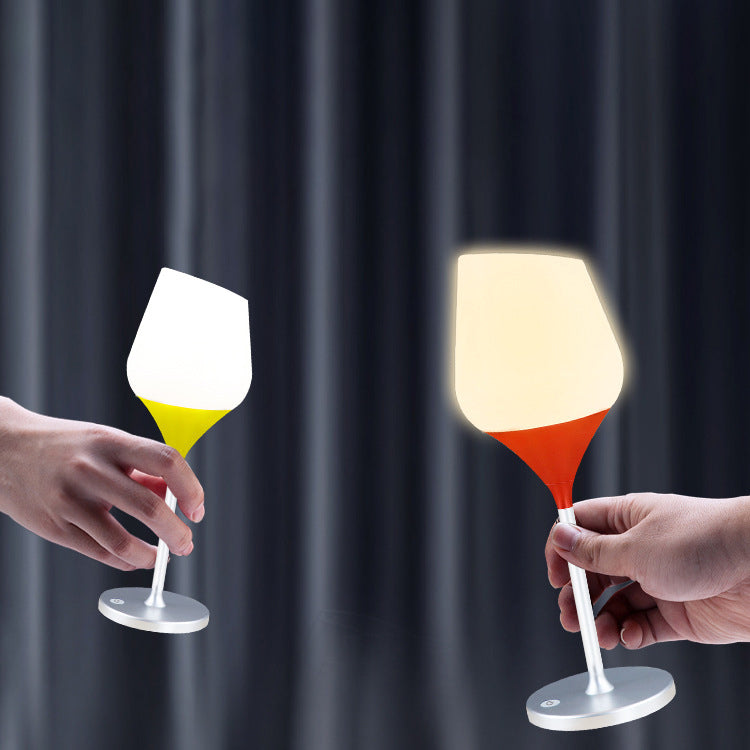 Contemporary Creative Rechargeable PMMA Aluminum Silica Wine Cup LED Table Lamp For Dining Room