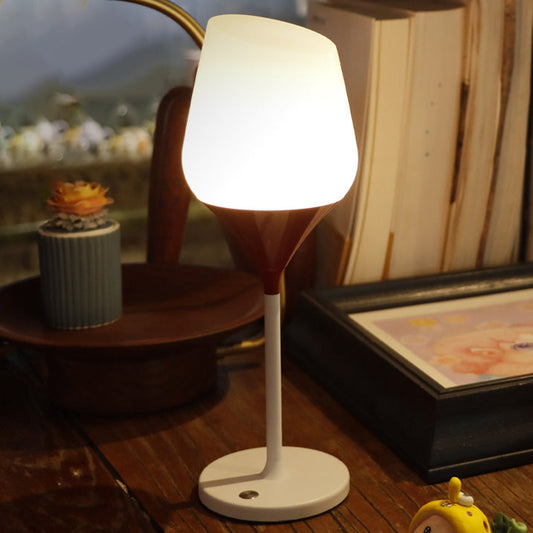 Contemporary Creative Rechargeable PMMA Aluminum Silica Wine Cup LED Table Lamp For Dining Room