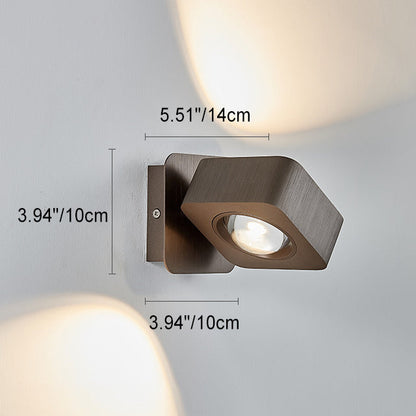 Modern Minimalist Aluminum Square Rotatable LED Wall Sconce Lamp For Bedside