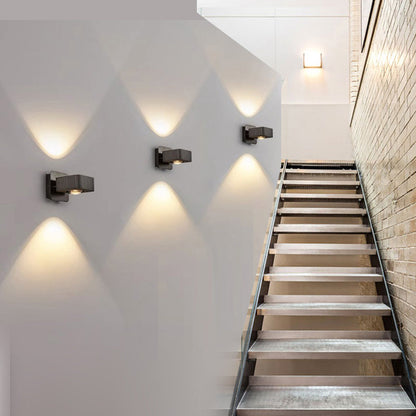 Modern Minimalist Aluminum Square Rotatable LED Wall Sconce Lamp For Bedside