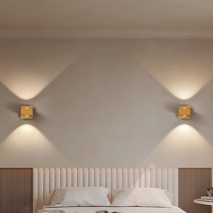 Modern Minimalist Aluminum Square Rotatable LED Wall Sconce Lamp For Bedside