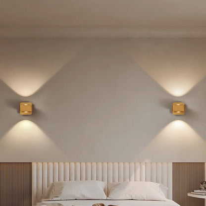Modern Minimalist Aluminum Square Rotatable LED Wall Sconce Lamp For Bedside