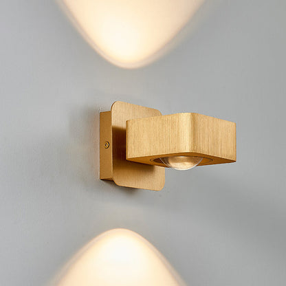 Modern Minimalist Aluminum Square Rotatable LED Wall Sconce Lamp For Bedside