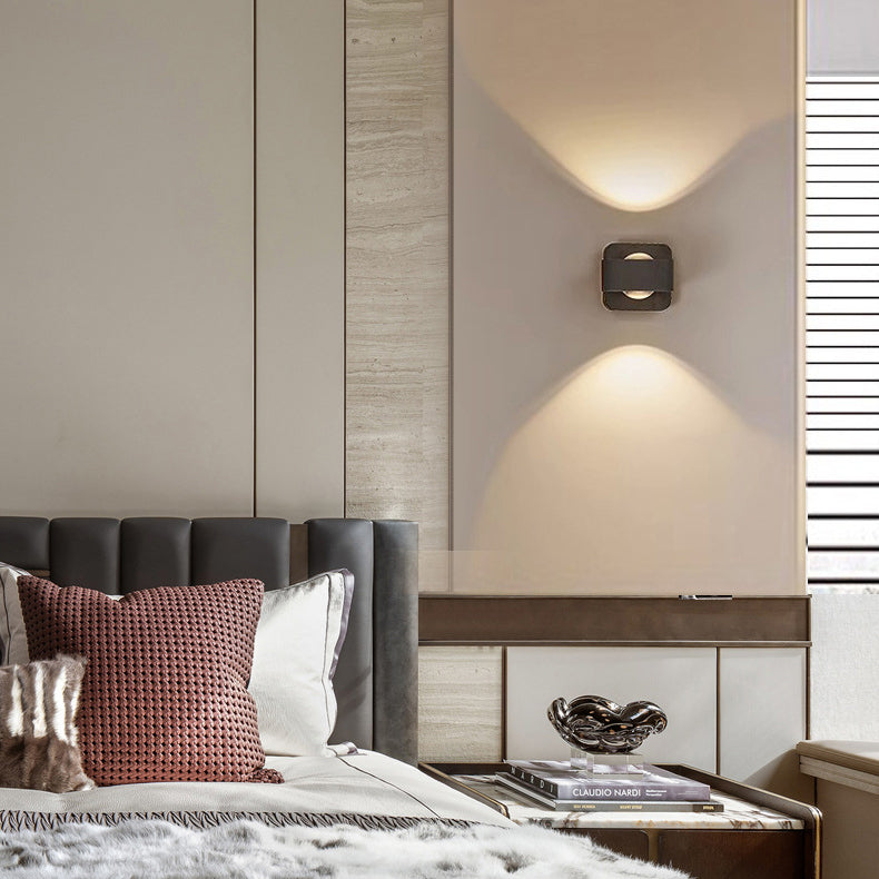 Modern Minimalist Aluminum Square Rotatable LED Wall Sconce Lamp For Bedside