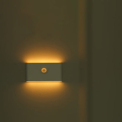 مصباح حائط LED مغناطيسي مستطيل الشكل قابل لإعادة الشحن من ABS بتصميم عصري بسيط مزود بمستشعر بشري، مصباح ليلي للممر 