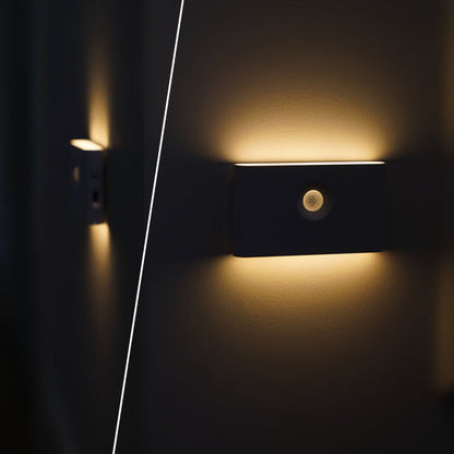 مصباح حائط LED مغناطيسي مستطيل الشكل قابل لإعادة الشحن من ABS بتصميم عصري بسيط مزود بمستشعر بشري، مصباح ليلي للممر 