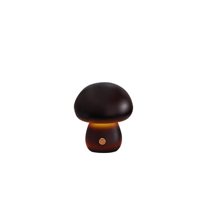 Contemporary Scandinavian Rechargeable Solid Wood Mushroom LED Table Lamp Night Light For Bedside
