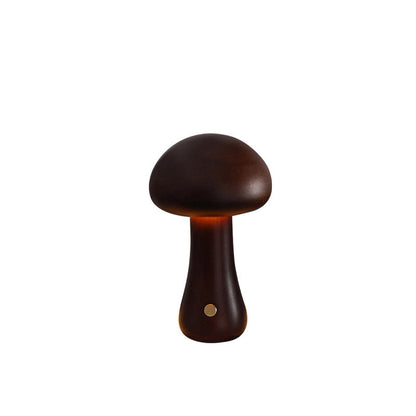 Contemporary Scandinavian Rechargeable Solid Wood Mushroom LED Table Lamp Night Light For Bedside