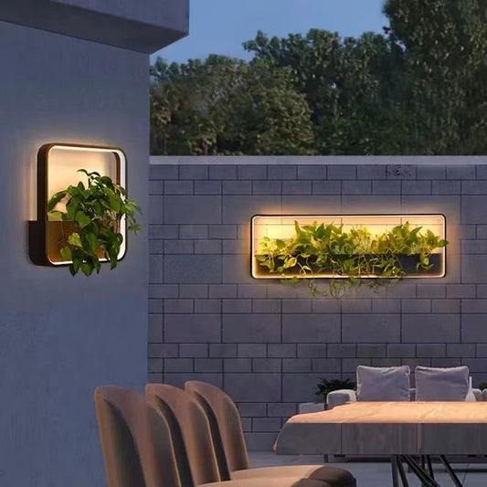 مصباح حائط LED مستطيل الشكل مصنوع من الفولاذ المقاوم للصدأ والألومنيوم بتصميم عصري بسيط يعمل بالطاقة الشمسية ومقاوم للماء للحديقة