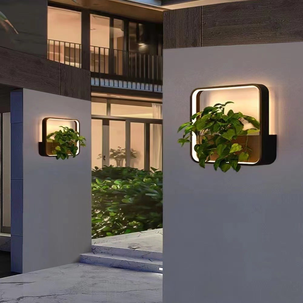 Modern Minimalist Solar Waterproof Stainless Steel Aluminum Square Rectangular  LED Wall Sconce Lamp For Garden
