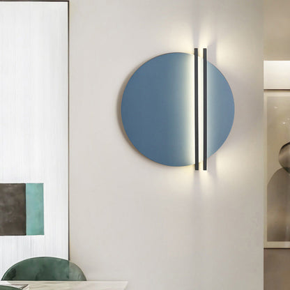 مصباح حائط LED دائري مخطط من الحديد والألومنيوم بتصميم إسكندنافي معاصر لغرفة المعيشة 