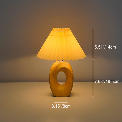 Contemporary Nordic USB Fabric Ceramic Conic Pleated Skeletonized LED Table Lamp For Bedroom