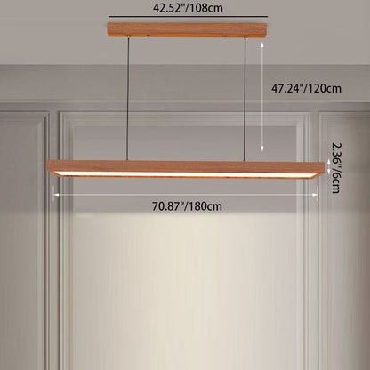 Contemporary Nordic Wood Acrylic Rectangular LED Chandeliers For Dining Room